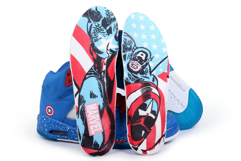 New Arrival Jordan 5 Captain America Edition Blue White Red Shoes